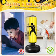 Fohil Punching Bag for Kids Adults, 63 inch Freestanding Heavy Boxing Bag with Boxing Gloves and Pump, Punching Bag Toy Set for Practicing Karate, Taekwondo, De-Stress, Gifts