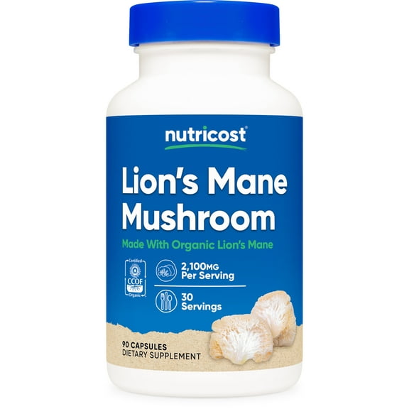 Nutricost Lion's Mane Mushroom Capsules 2100mg per Serving, 30 Servings, 90 Capsules, Supplement