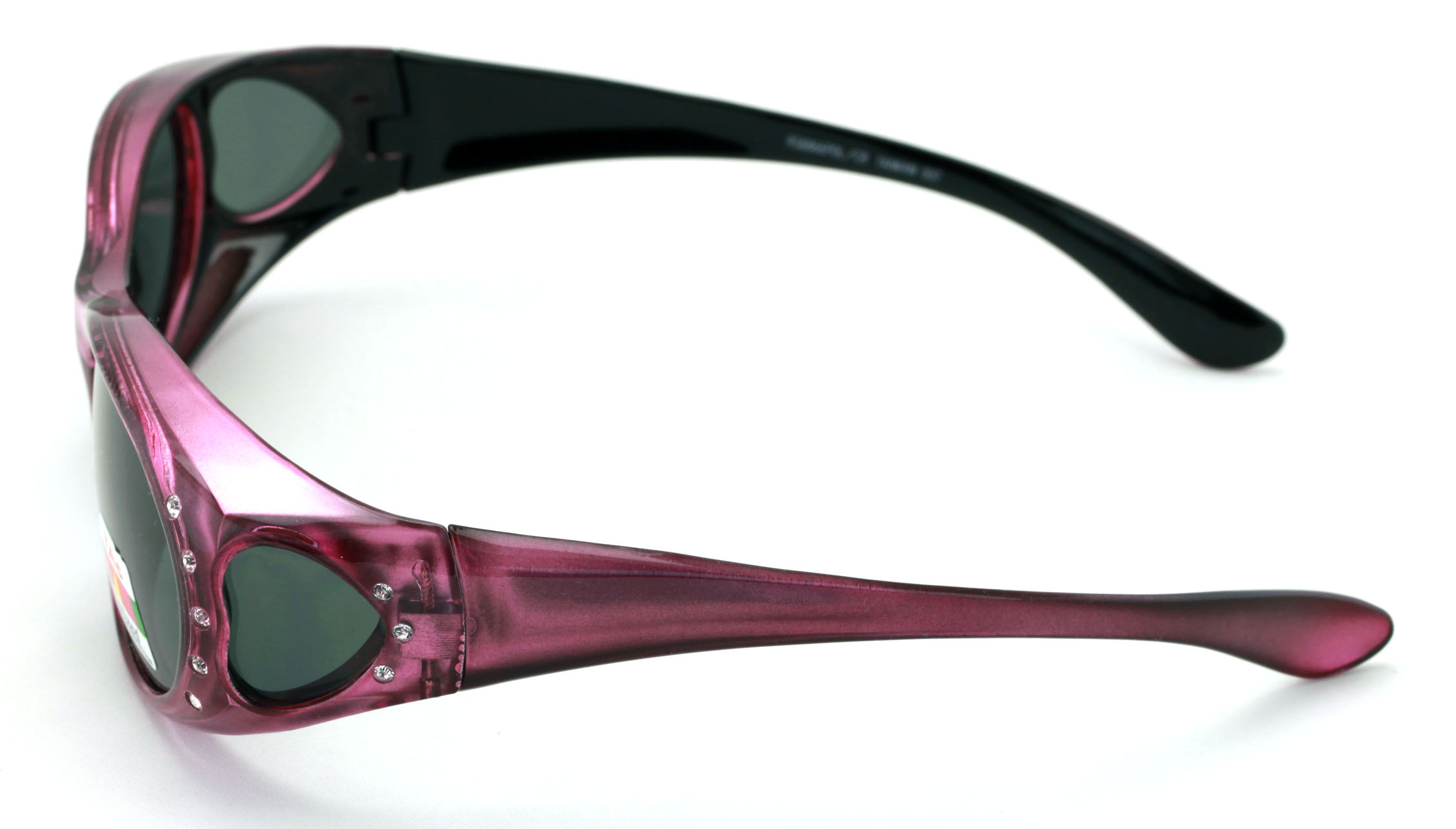 Womens Polarized Fit Over Glasses Sunglasses Rhinestone Rectangular Heart 60mm 