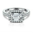 thumbnail image 2 of HeartsAndYou 2ct Emerald Cut Moissanite Halo Engagement Ring for Women 18k White Gold over Silver Round Accents, 2 of 5