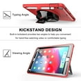 thumbnail image 6 of Dteck Screen Protector Case for iPad 5th Gen (2017)/6th Gen (2018)/iPad Air 1st/Air 2/iPad Pro 9.7" Shockproof Three-Layer Heavy Duty Protector Rubber Hard Stand Hand Strap Cover 9.7-inch,Red, 6 of 7