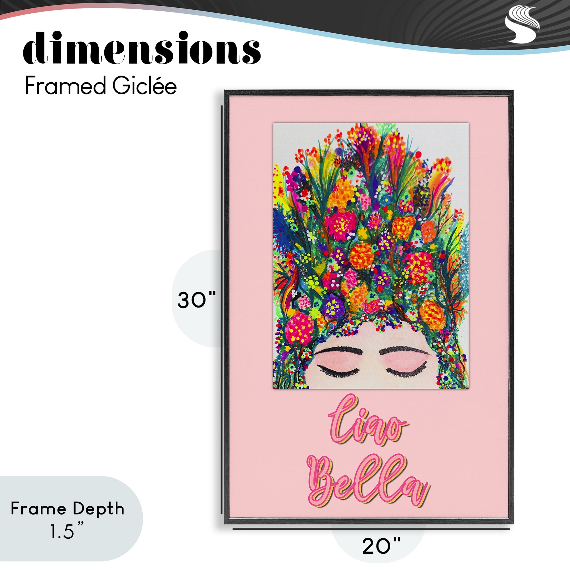 Stupell Industries Ciao Bella Floral Woman Black Framed Giclee Art, design by Pooja Dave