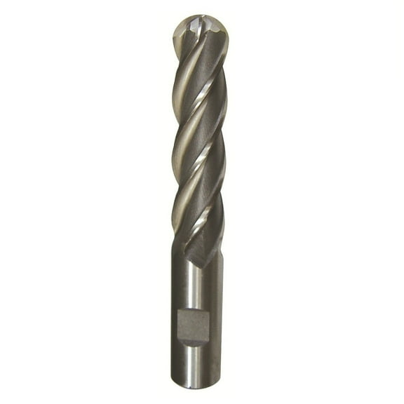 1/4" X 3/8" HSS 4 Flute Single End Ball End Mill, Qualtech, DWCF1108