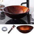 thumbnail image 1 of Aquaterior Retro Round Tempered Glass Vessel Sink P1 with ORB Mounting Ring and 1 1/2" Pop Up Drain Combo Set Bathroom Aquaterior Modern, 1 of 9