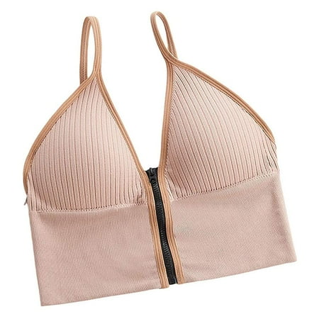 

Front Zipper Crop Tops Women Sexy Camis Top Bra Backless Underwear Female Tank Sexy Camisole