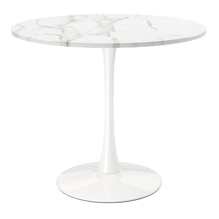 Modholic Tulip 36" Wood Top Dining Table, Marble Finish