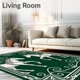 thumbnail image 2 of ODIKA 2'x3' Machine Washable Non-Slip Area Rug, Romantic Stallion Pair Art Nouveau Interlocking High Traffic Rug, Green, 632754, 2 of 7