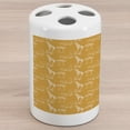 thumbnail image 1 of Orange and White Ceramic Toothbrush Holder, White Silhouettes of Safari Savannah Mammals and Trees, Decorative Versatile Countertop for Bathroom, 4.5" X 2.7", Dark Orange and White, 1 of 4