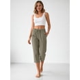 thumbnail image 2 of Rosvigor Womens Hiking Capri Pants High Waisted Drawstring Cargo Pants Women Quick Dry Capris Athletic Lounge Travel Trousers, 2 of 7