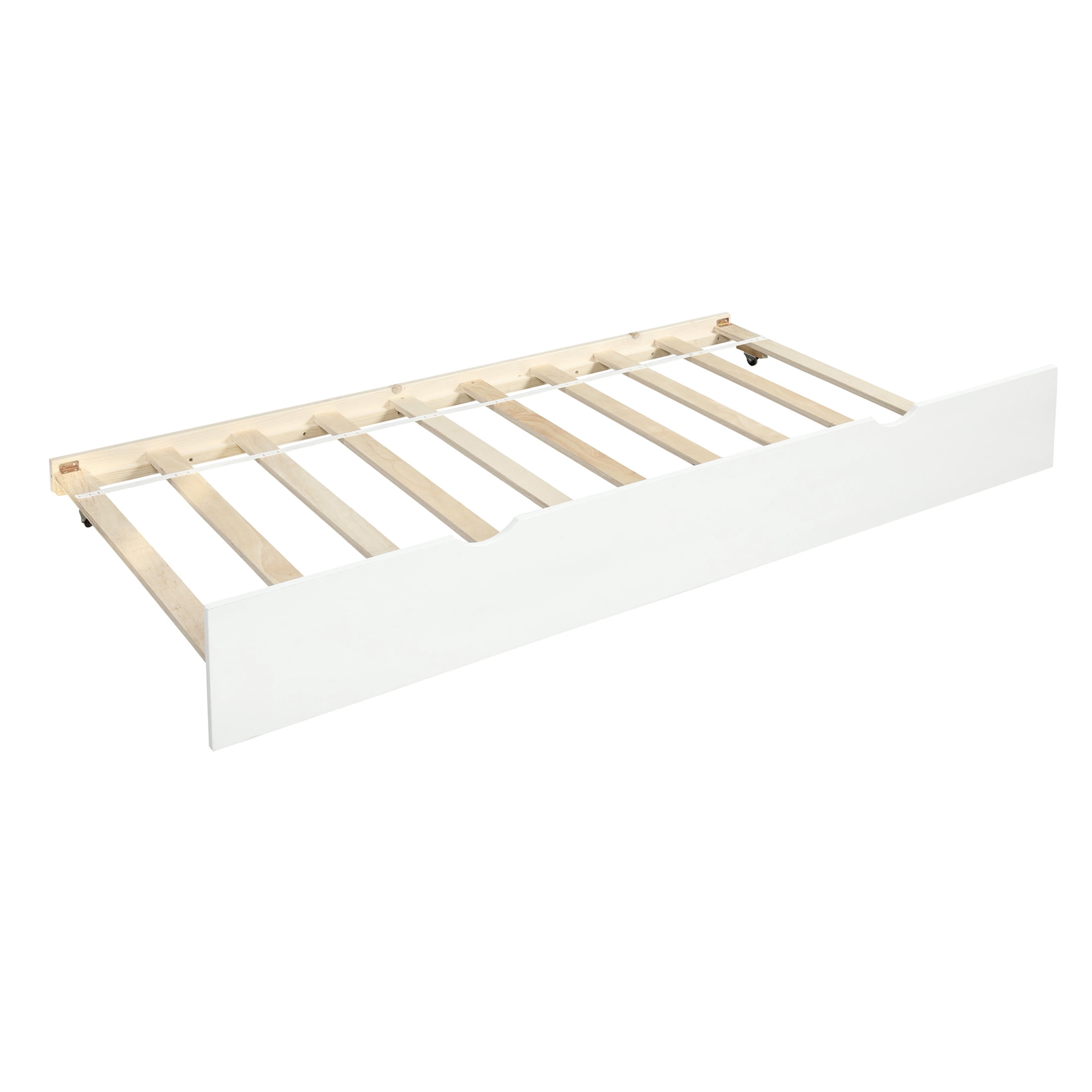 Noble House Twin Daybed with Hidden Rolling Trundle, Pine Wood Frame, Minimal Space Saving Design, White