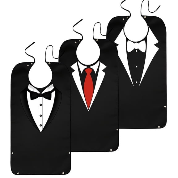 Adult Bibs, 3PCS Bibs for Men Eating Washable, Reusable Adult Clothing Protectors with Crumb Catcher