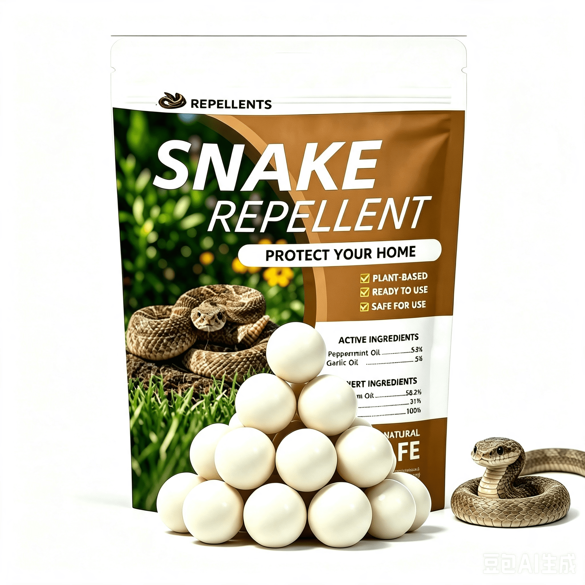 Snake Repellent Pouches 12-Pack, Natural Peppermint & Garlic Oil Snake Deterrent, Safe Outdoor & Indoor Snake Away for Yard, Garden, and Vehicle