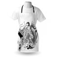 thumbnail image 3 of Dragon Apron Tattoo Style Traditional Asian Winged Creature with Ornamental Ethnic Artsy Pattern, Unisex Kitchen Bib Apron with Adjustable Neck for Cooking Baking Gardening, Black White, by Ambesonne, 3 of 3