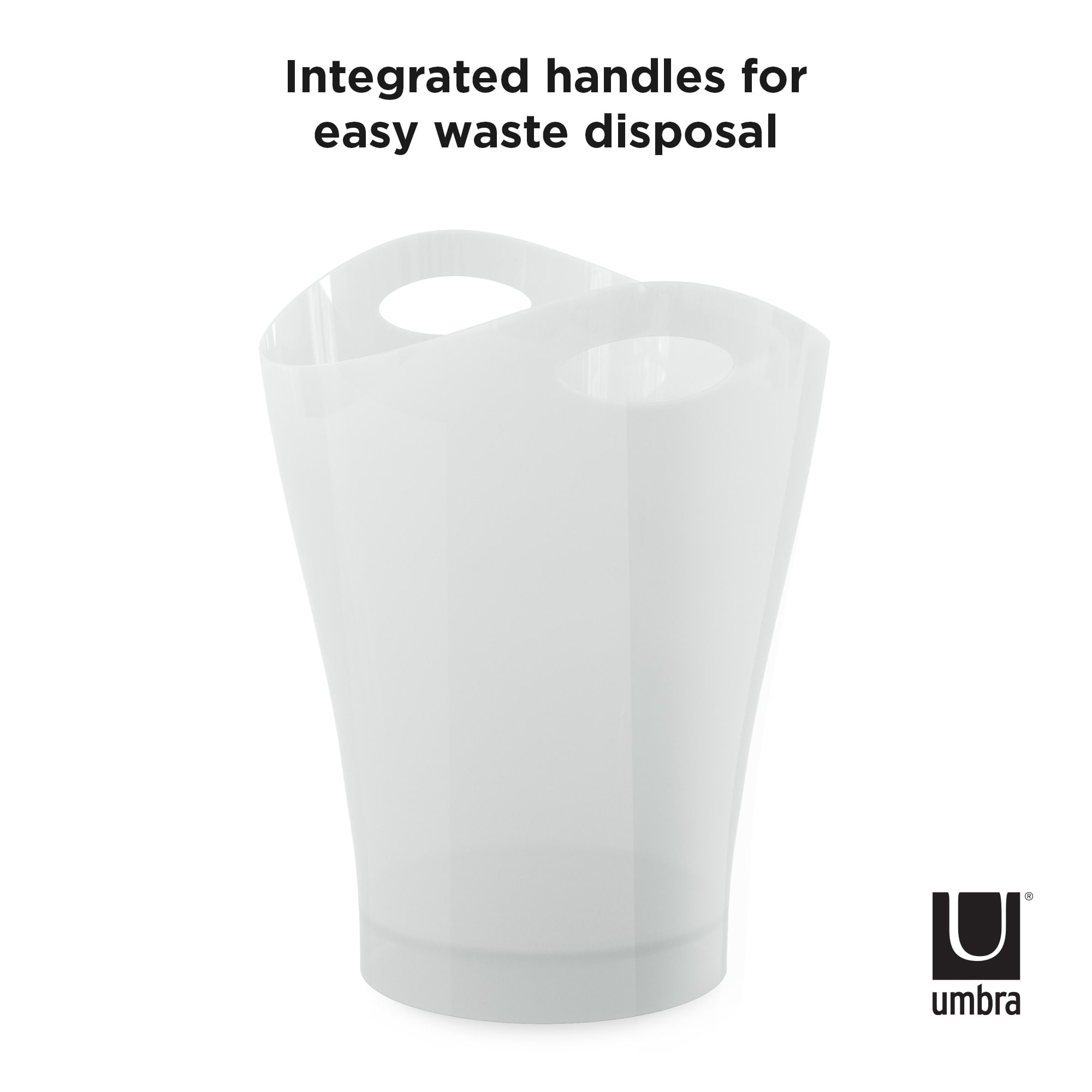 Umbra 2.25 gal Garbino Plastic Open Top Bathroom Trash Can, White