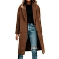 thumbnail image 6 of ClodeEU Womens Jackets Trench Coat Outwear ,Long Single Breasted Coats, Lapel Collar Peacoat With pocket Brown,Womens Plus XXL, 6 of 8