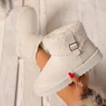 thumbnail image 2 of Puntoco Women's Suede Short Snow Boots, Lined Warm Winter Booties, Turn‑Down Fur Cuff Buckle Decor Non‑Slip Platform Thick Sole Comfort Boots White, 2 of 9