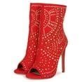 thumbnail image 5 of Women's Tribal Stud Embellished Peep Toe Stiletto Booties 19673, 5 of 6
