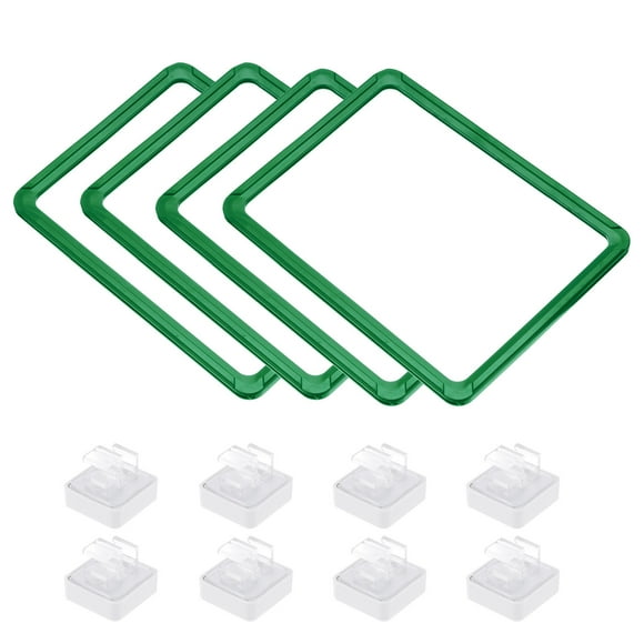 4pcs Magnetic Label Holder, 9 x 6 Inch A5 Shelf Label Card Sign Frame with Base for Metal Shelf Rack, Green