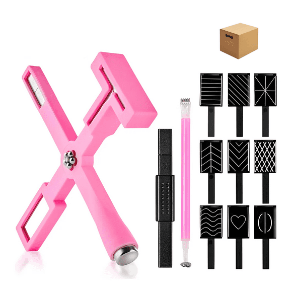 13 pcs Uñas Magnéticas De Ojo De Gato Herramientas De Diseño Belug, Rosa con negro