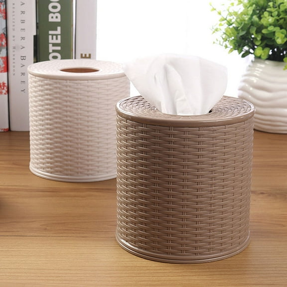 Worgeous  Rattan Paper Towel Barrel Tissue Container Holder Towels Brown