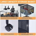 thumbnail image 4 of 5 Rotating Kitchen Storage Rack, Rolling Storage Cart with Metal Mesh Baskets, Lockable Wheels, Top Handle, Fruit & Veggie Cart for Pantry/Bathroom, 4 of 6