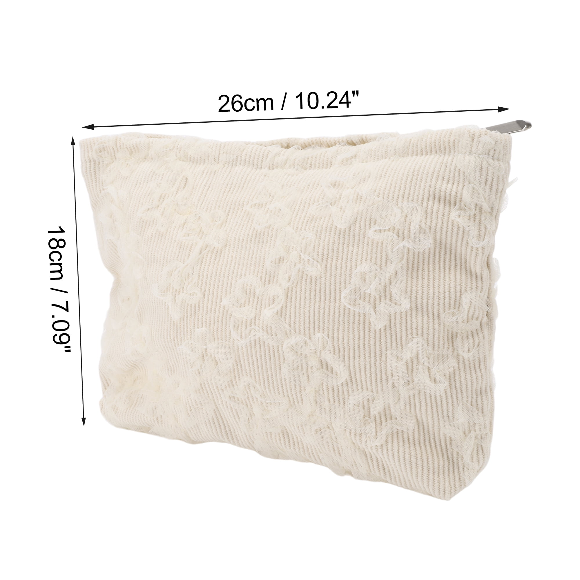 Unique Bargains 1Pc Women Portable Lace Embroidery Storage Makeup Bag for Toiletry White
