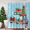 thumbnail image 4 of Shower Curtain 66"W x 72"L Christmas Trucks Xmas Tree Gifts Snowflakes Blue Fabric Shower Curtains Set with Hooks Water Repellent Bathroom Curtains Machine Washable Bathroom Accessories, 4 of 9