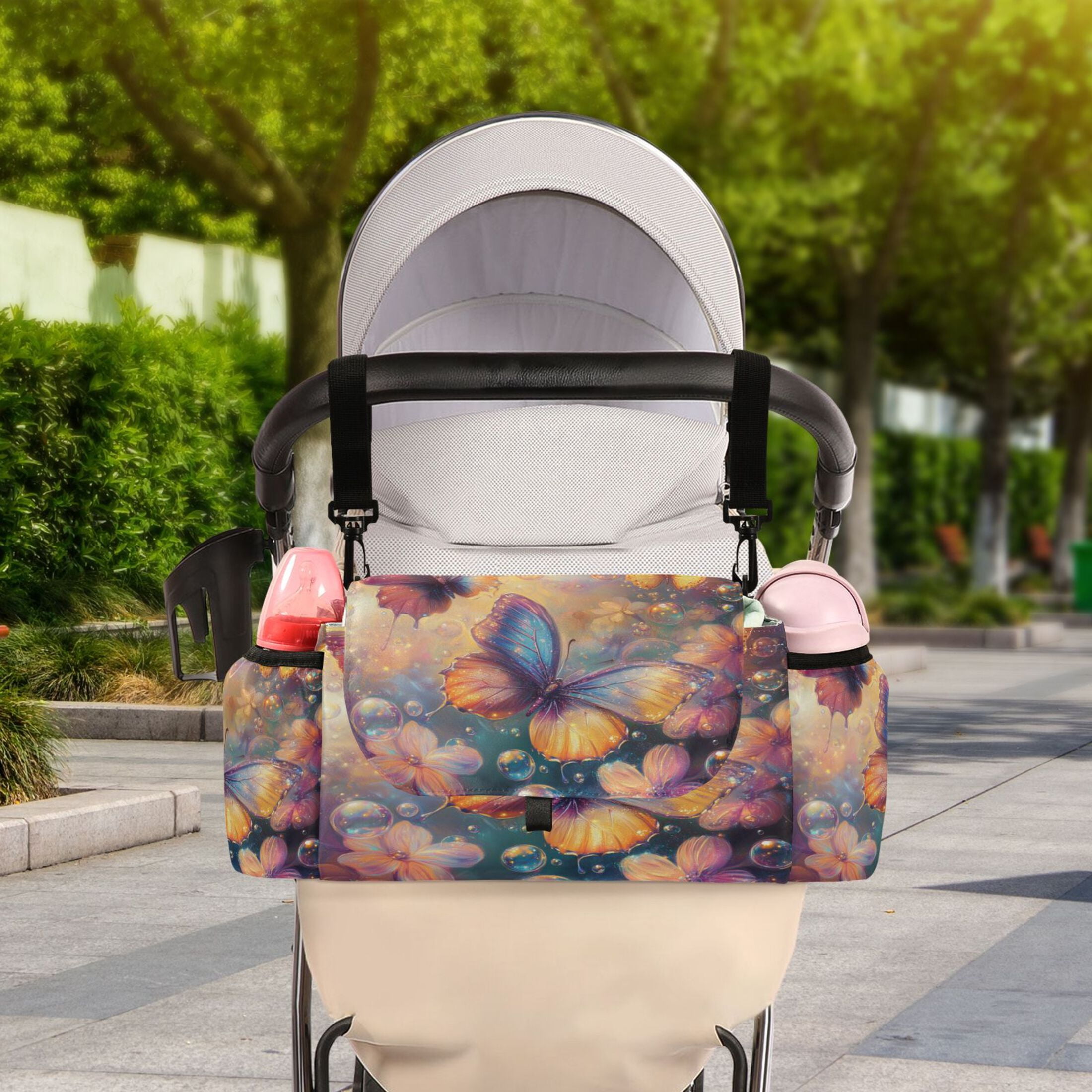 DIXRUYEE Stroller Organizer Butterfly Serenade Printed