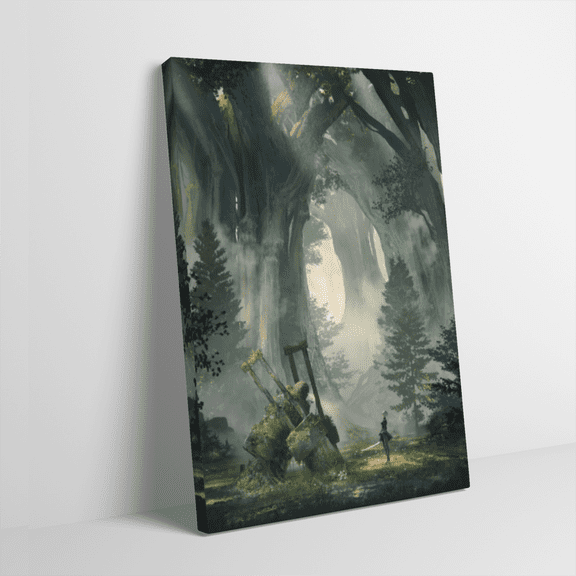 Japan Anime Canvas Inner Pine Wood Framed Wall Art,NieR Automata Poster Wall Decoration for Living Room Office Cabin Lodge Home Decor