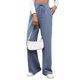thumbnail image 3 of Pantalones Deportivos Casuales para Mujer, de Pierna , Holgados, con Cordón Ajustable, Cintura Alta, Elásticos y Bolsillos. Azul S, 3 of 9
