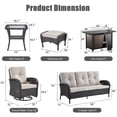 thumbnail image 4 of Bellefurn 8 Pieces Outdoor Patio Furniture Set with Fire Pit Table and Swivel Rocker Chairs,Rattan Outdoor Conversation Set with for Porch Deck Backyard Poolside, 4 of 10