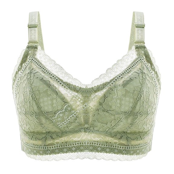 Sngxgn Women's Cotton Unlined Bra Front-Close Underwire(Green,40/90)
