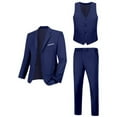 thumbnail image 4 of Wehilion Mens Suits Set Slim Fit Men 3 Piece Dress Suit Prom Blazer Wedding Formal Jacket & Vest & Pants Navy Blue L, 4 of 8