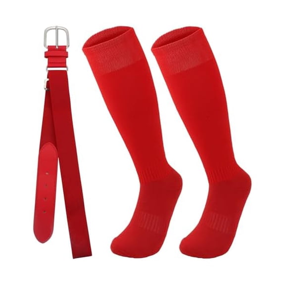 EryueerBaseball Socks and Belt Combo Set Youth Adult Knee-High Sock Men Adjustable Softball Socks and Belt for Boys Girls