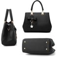 thumbnail image 3 of Bolso de mano para mujer, bolso de hombro, bolso de piel sintética, color negro, 3 of 4
