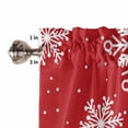 thumbnail image 5 of Christmas Snowflakes Kitchen Curtains and Valances Set, Winter Snow Red Background Simple Rod Pocket Window Valance 18 Inch Window Curtain Panels for Living Room Bedroom Laundry, 27.5x24in, 3 Pieces, 5 of 7