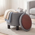 thumbnail image 2 of Gymax Round Storage Ottoman Linen Fabric Upholstered Footrest Stool w/ Removable Lid Gray, 2 of 10