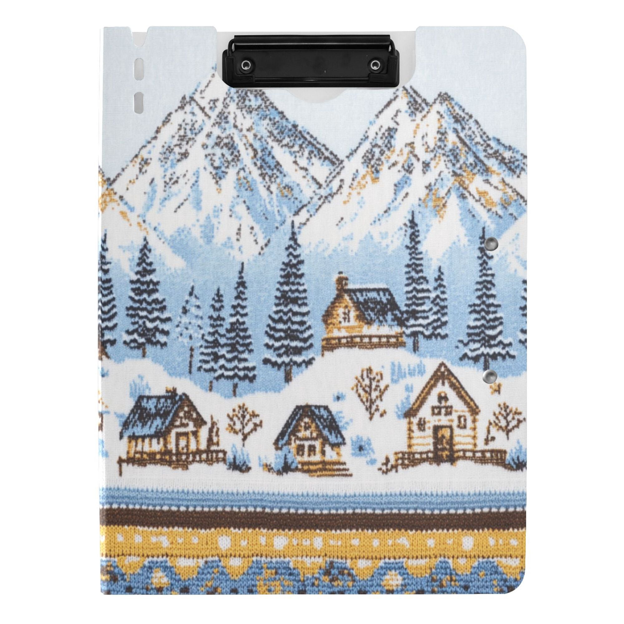 FORMRS A4 Clipboard Folder with Pen Holder Horizontal Foldable School Office Binder, Winter Village