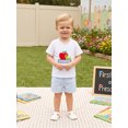 thumbnail image 6 of BemeyourBBs Toddler Baby Boys Back to School Outfits Summer Kindergarten Outfit Baby Boy First Day of School Outfit Cute Apple Caterpillar Embroidery Short Sleeve T Shirt Tops and Plaid Shorts Set, 6 of 9