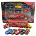 thumbnail image 4 of 7-Piece Cars 2 Lightning Mcqueen Racer Car & Mack Truck Set Presents - WELLNGS, 4 of 5