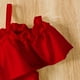 thumbnail image 4 of Odeerbi Niñas Verano Fuera Del Hombro Ruffle Vestidos Con Cinturón Vestido Túnica Niños Manga Corta Color Sólido Flounce Tirantes Vestido Sin Mangas, 4 of 9