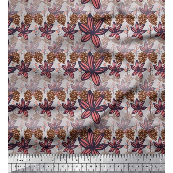 Soimoi Gray Rayon Fabric Artistic Floral Decor Fabric Printed Yard 42 Inch Wide