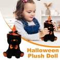thumbnail image 5 of Halloween Black Cat Stuffed Animal, 11.02 in Witch Kitty Plush, Halloween Indoor Decoration for Table Fireplace, Trick Or Treat Halloween Party Gift (Black), 5 of 5