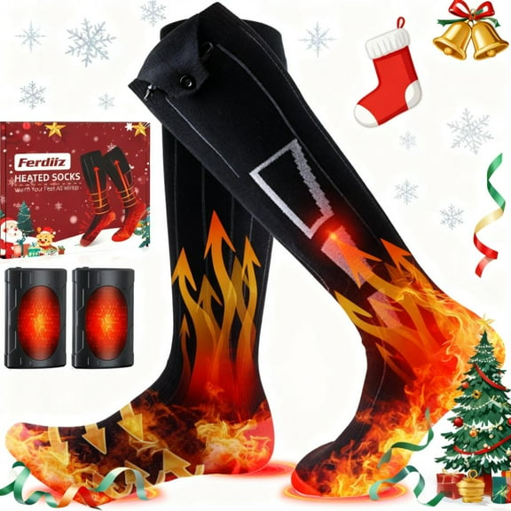 Rechargeable Heated Socks for Men Women, 2023 Upgraded 6000mAh, 4 Levles Electric Heated Sock is Foot Warmer, Machine Washable Thermal Electric Socks, Heated Socks for Camping, Skiing.Christmas Gift
