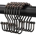 thumbnail image 1 of Shower Curtain Hooks, OEH Shower Curtain Rings, Bronze Shower Curtain Hooks Rust Proof, Smooth Gliding Metal Shower Curtain Rings Rust Proof, Double Shower Hooks for Shower Curtain, 12 Pcs, Bronze, 1 of 7
