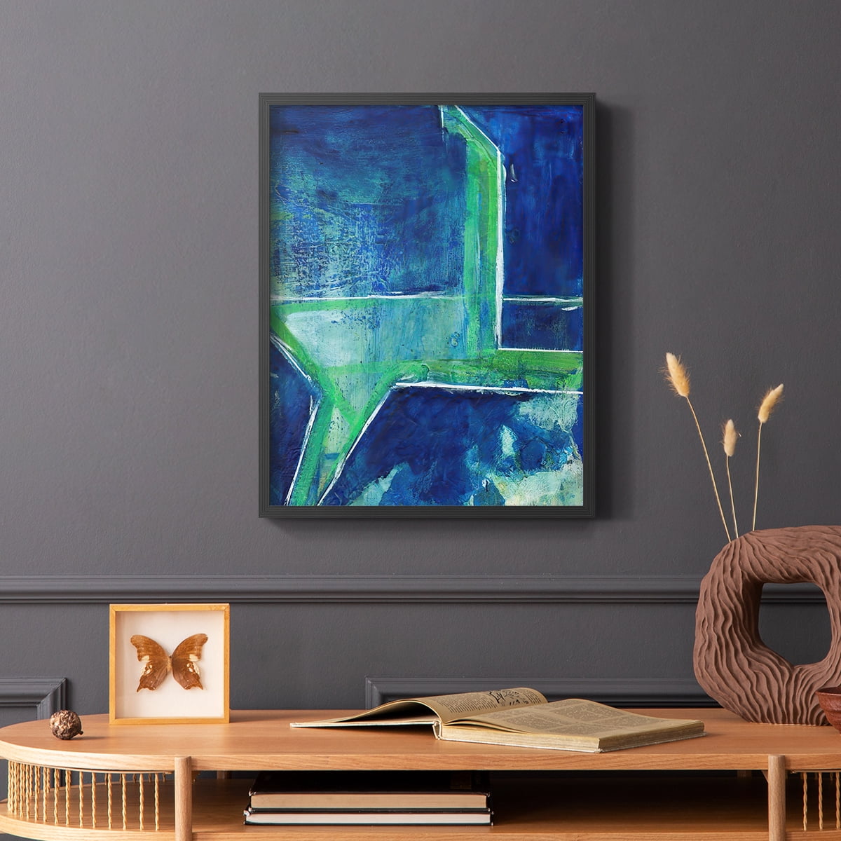 Geometric in Cool VIII Framed Print in Black Solid Wood Framed Print No Nail Hanging