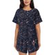 thumbnail image 1 of Balery Copper-Gold Gloss Outline Flower Conjunto de Pijama para Mujer con Estampado, Dos Piezas de Manga Corta y Shorts, Ropa de Dormir Suave con Cuello Redondo y Bolsillos-3X-Large, 1 of 6