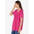 thumbnail image 3 of Woman Within Plus Size Lace-Trim Pintucked Tunic, 3 of 6