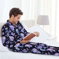 thumbnail image 6 of Naloa flower Skull crystal Men’s Pajamas Set - Long Sleeve Button Down Sleep Shirt and Pajama Bottoms Sleepwear Set-Large, 6 of 7