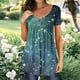thumbnail image 2 of Gibobby Blusa Sexy Cuello en V Camiseta de manga corta con cuello redondo para mujer con estampado de estrellado, camiseta informal ajustada, blus(Verde,CH), 2 of 5